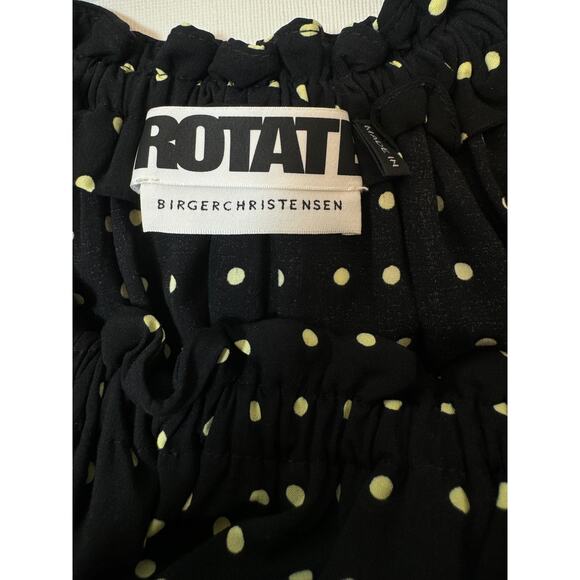 Rotate Birger Christensen Carly Dress Size 8 Black Polka Dot Off The Shoulder - Picture 13 of 16